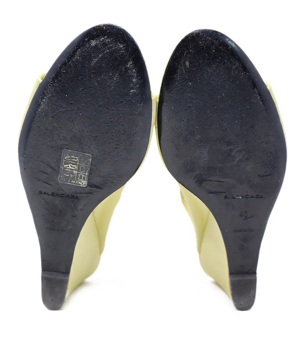 Balenciaga Yellow & White Leather Wedges sz 10