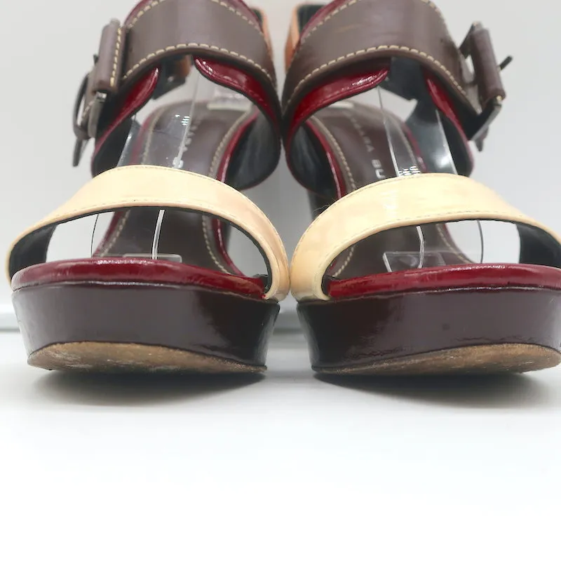Barbara Bui Colorblock Platform Sandals Red & Cream Patent Leather Size 37.5