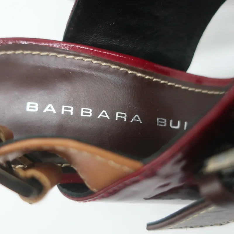 Barbara Bui Colorblock Platform Sandals Red & Cream Patent Leather Size 37.5