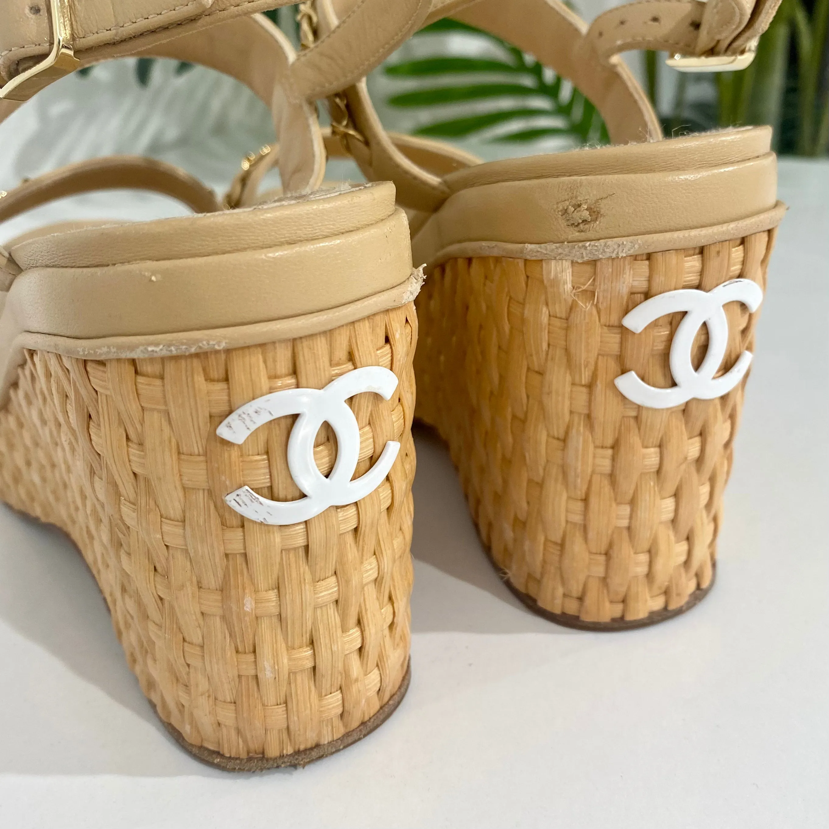 Chanel 2020 Wicker Platform Sandals