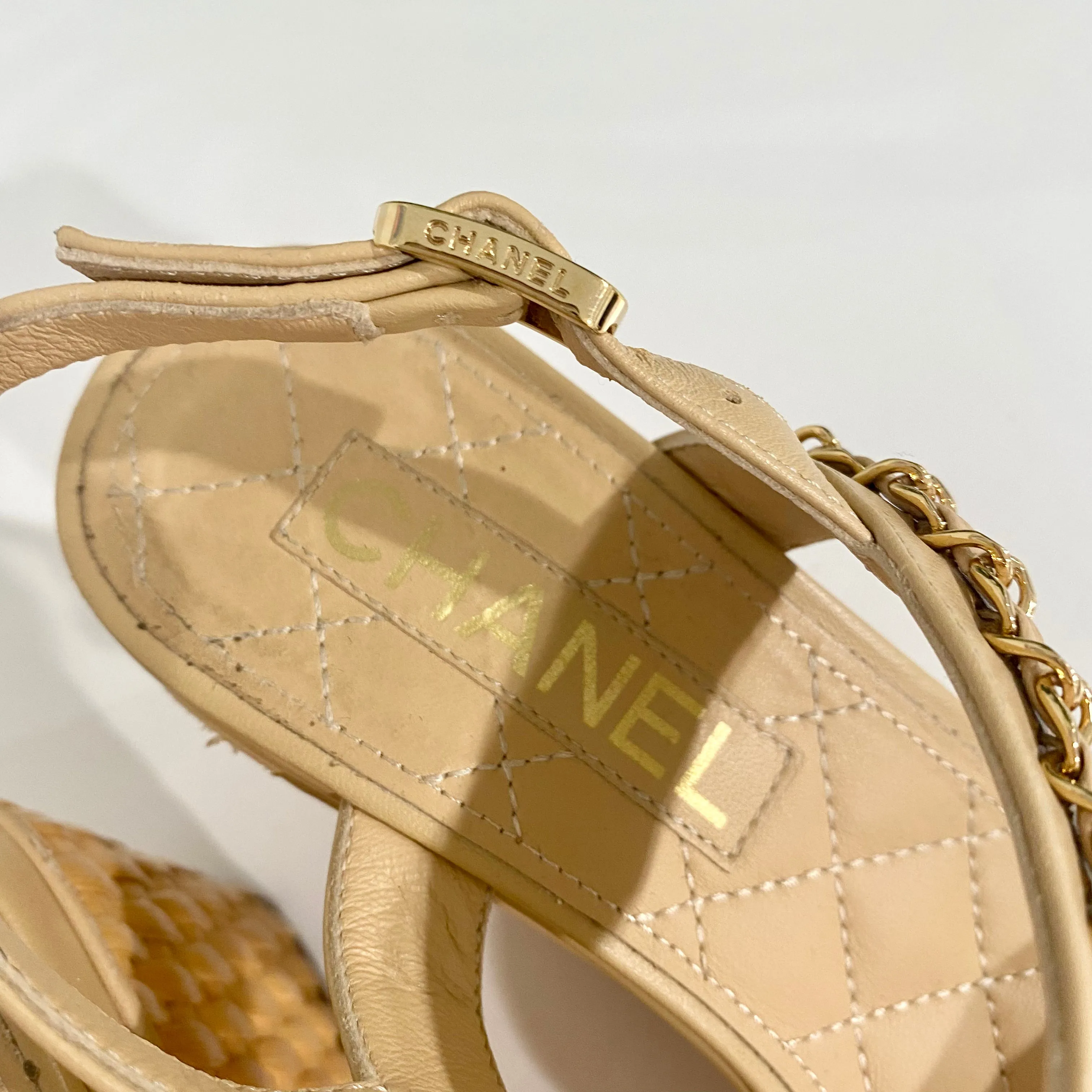 Chanel 2020 Wicker Platform Sandals