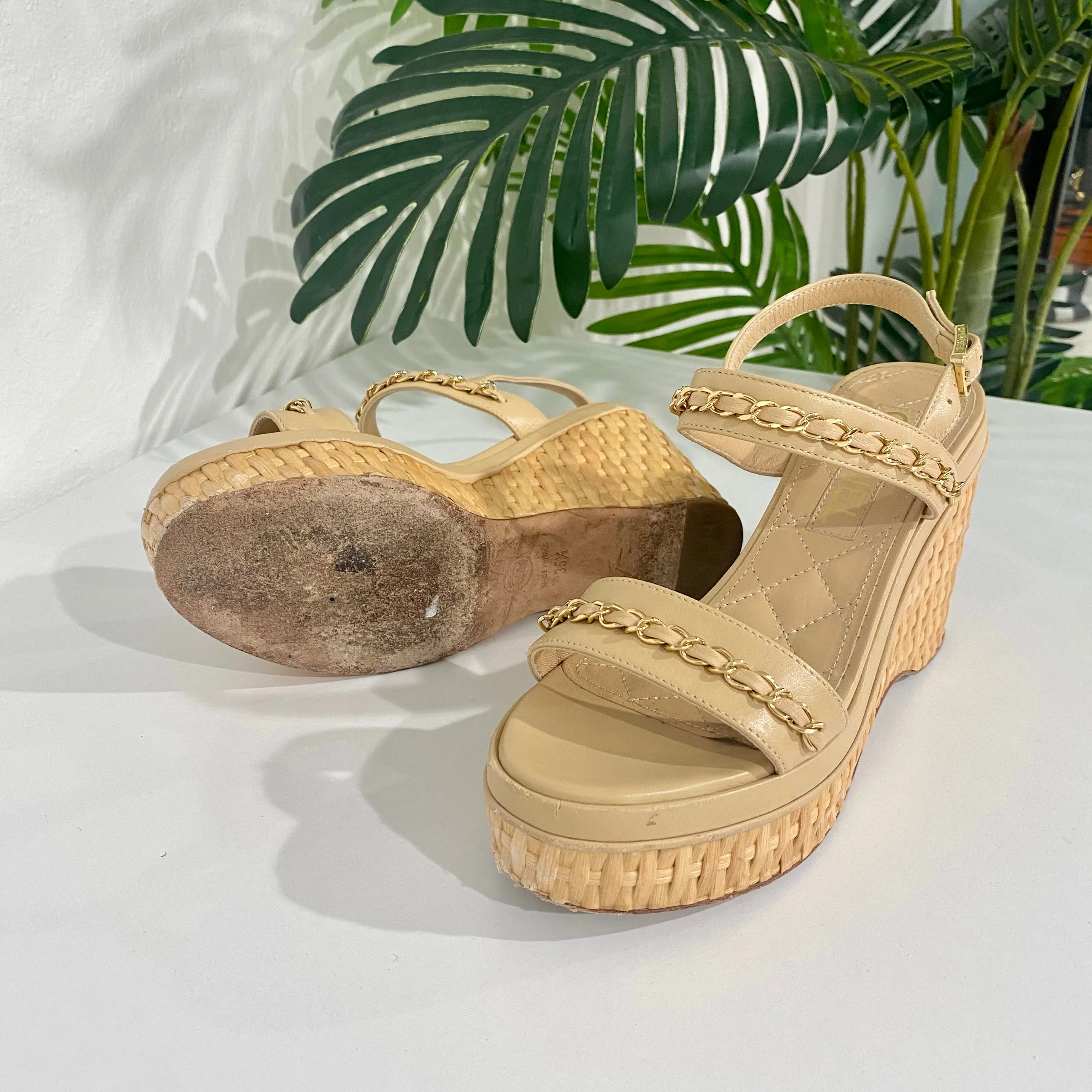 Chanel 2020 Wicker Platform Sandals