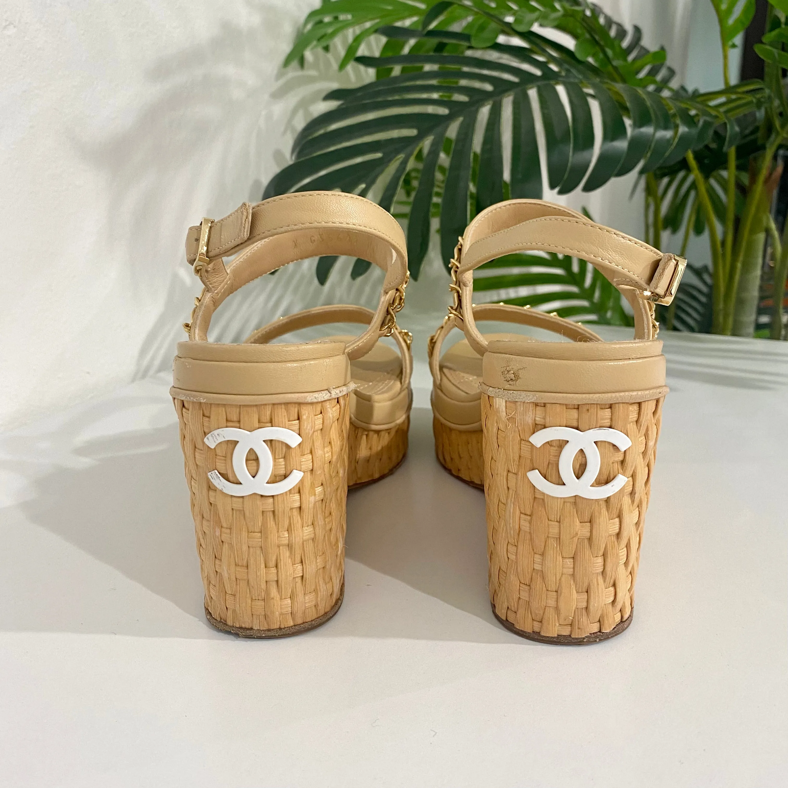 Chanel 2020 Wicker Platform Sandals