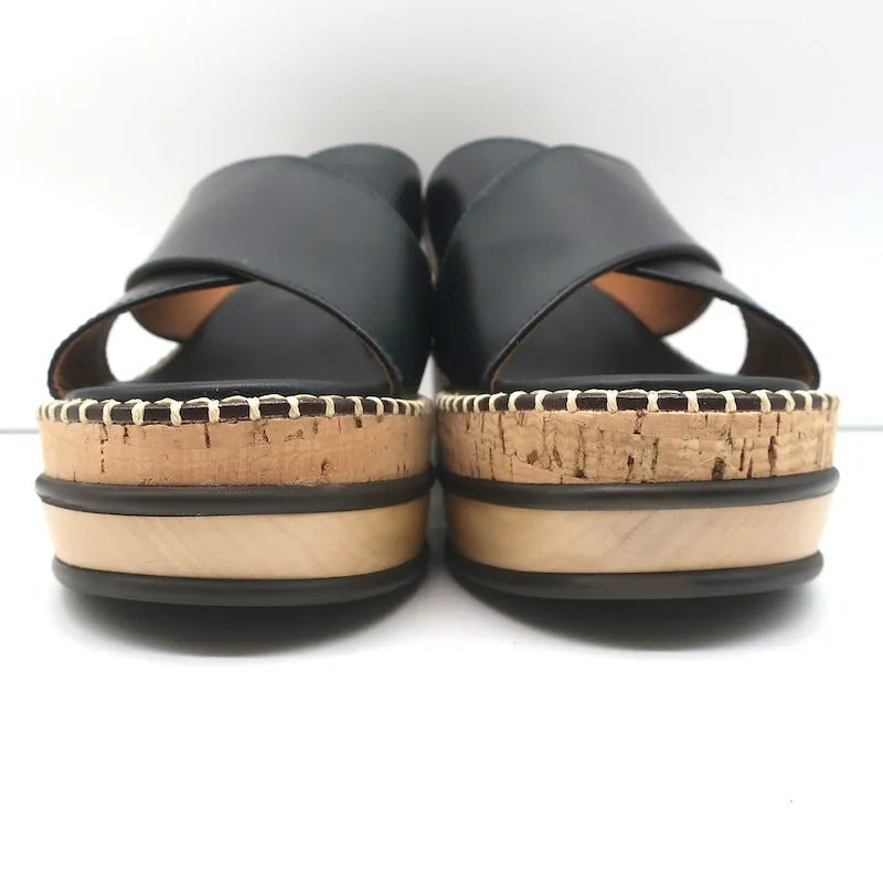 Chloe Laia Crisscross Platform Sandals Black Leather Size 38 NEW