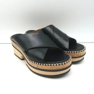 Chloe Laia Crisscross Platform Sandals Black Leather Size 38 NEW