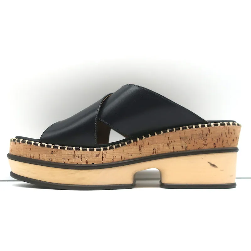 Chloe Laia Crisscross Platform Sandals Black Leather Size 38 NEW