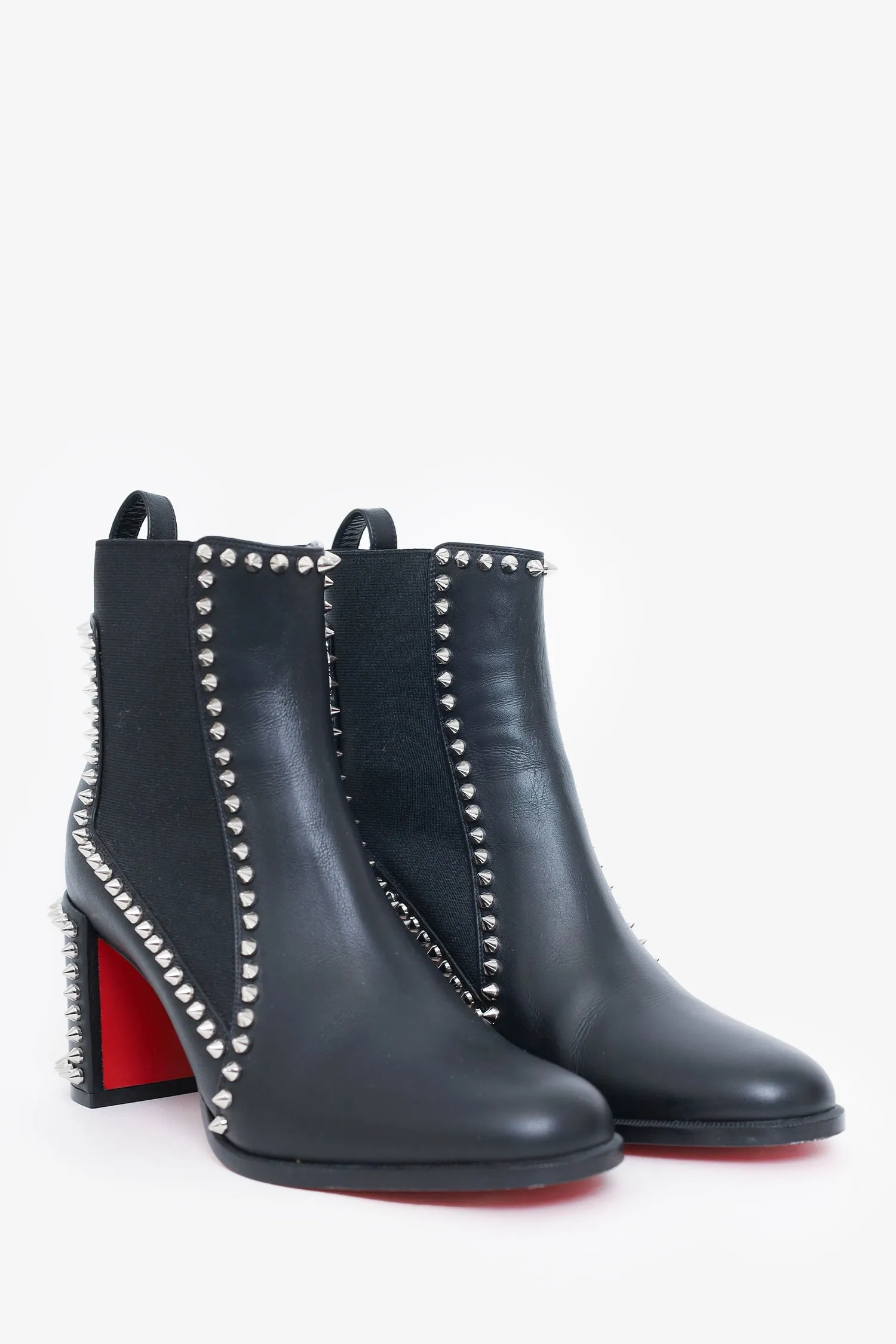 Christian Louboutin Black Leather Studded Boots Size 37