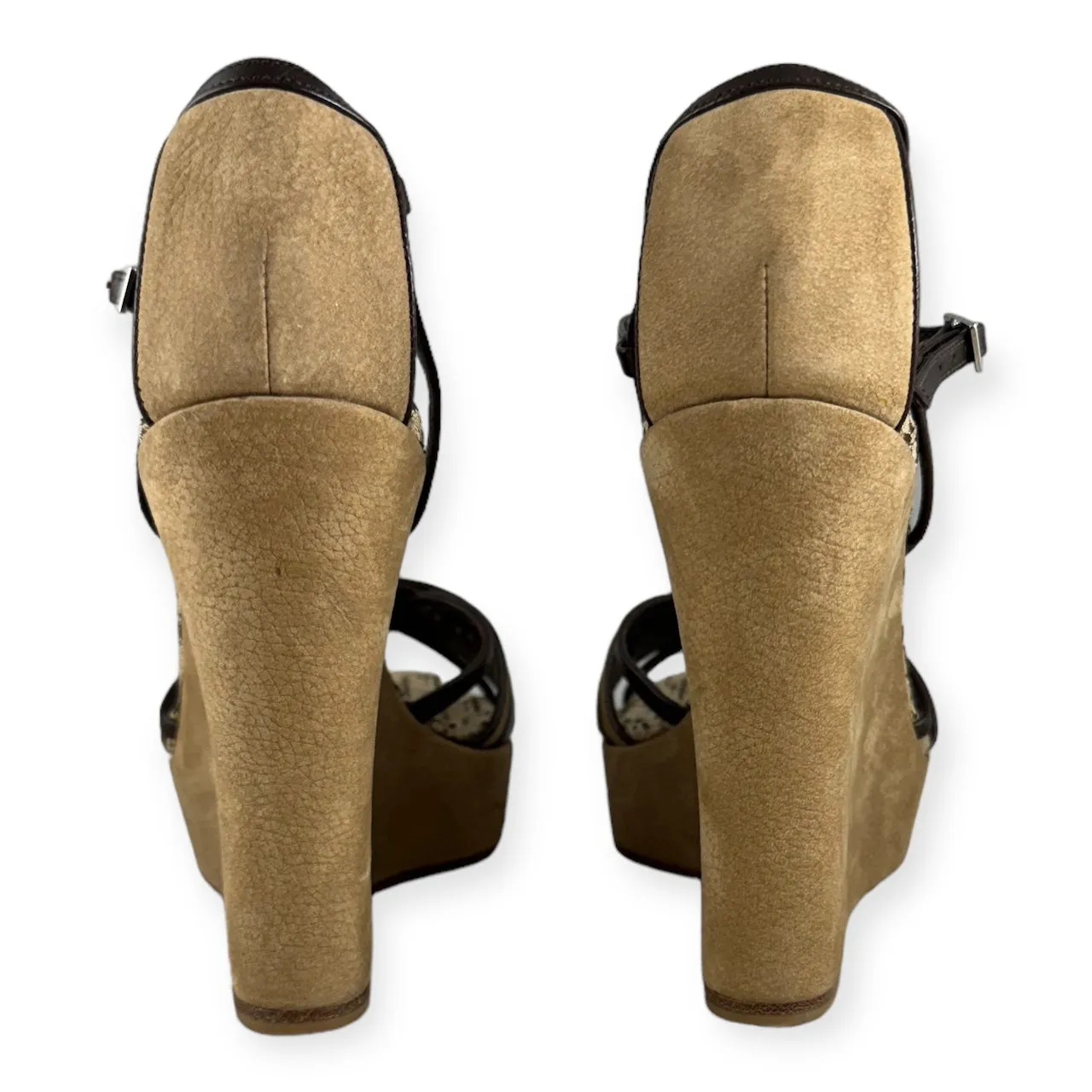 DIOR Oblique Wedge Sandals in Brown | Size 40