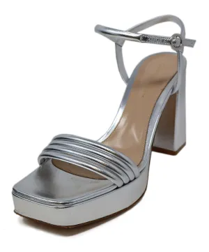 Gianvito Rossi Silver Leather Platform Sandals sz 7.5