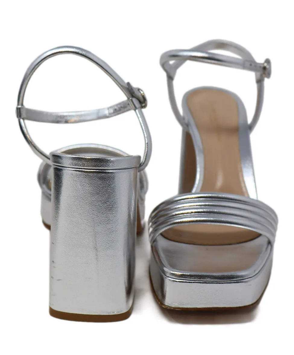 Gianvito Rossi Silver Leather Platform Sandals sz 7.5