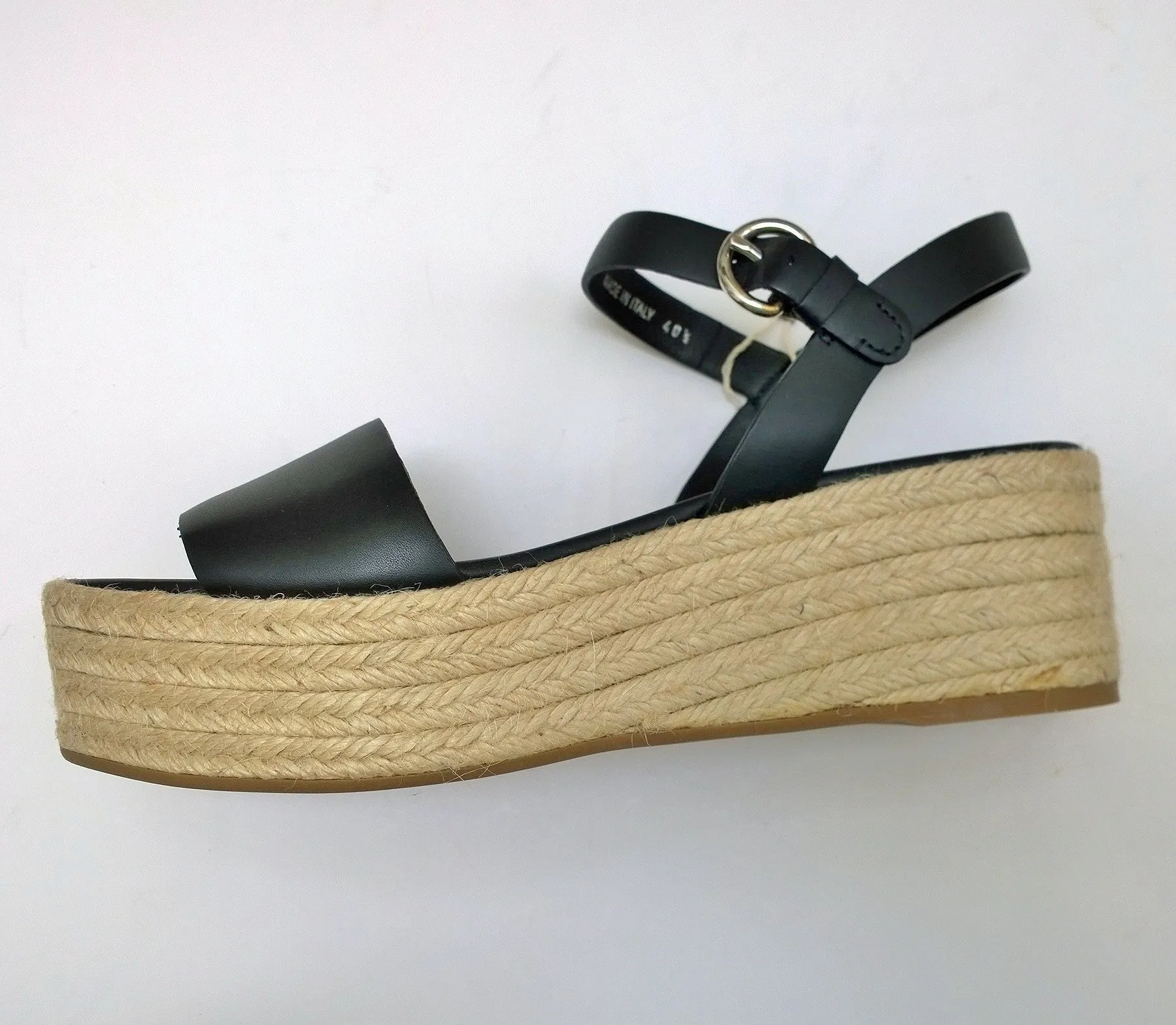 Prada Platform Espadrille Sandals with Black Leather