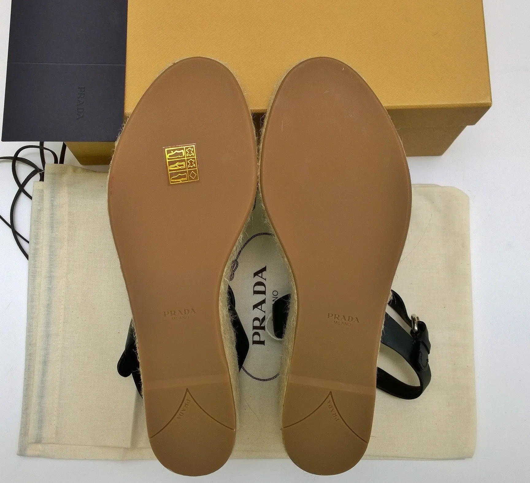 Prada Platform Espadrille Sandals with Black Leather