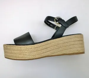 Prada Platform Espadrille Sandals with Black Leather