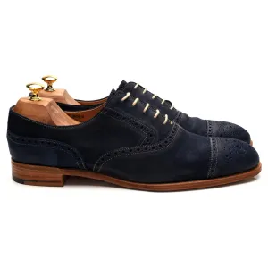 'Sidney' Navy Blue Waxed Suede Oxford Brogues UK 11.5 F