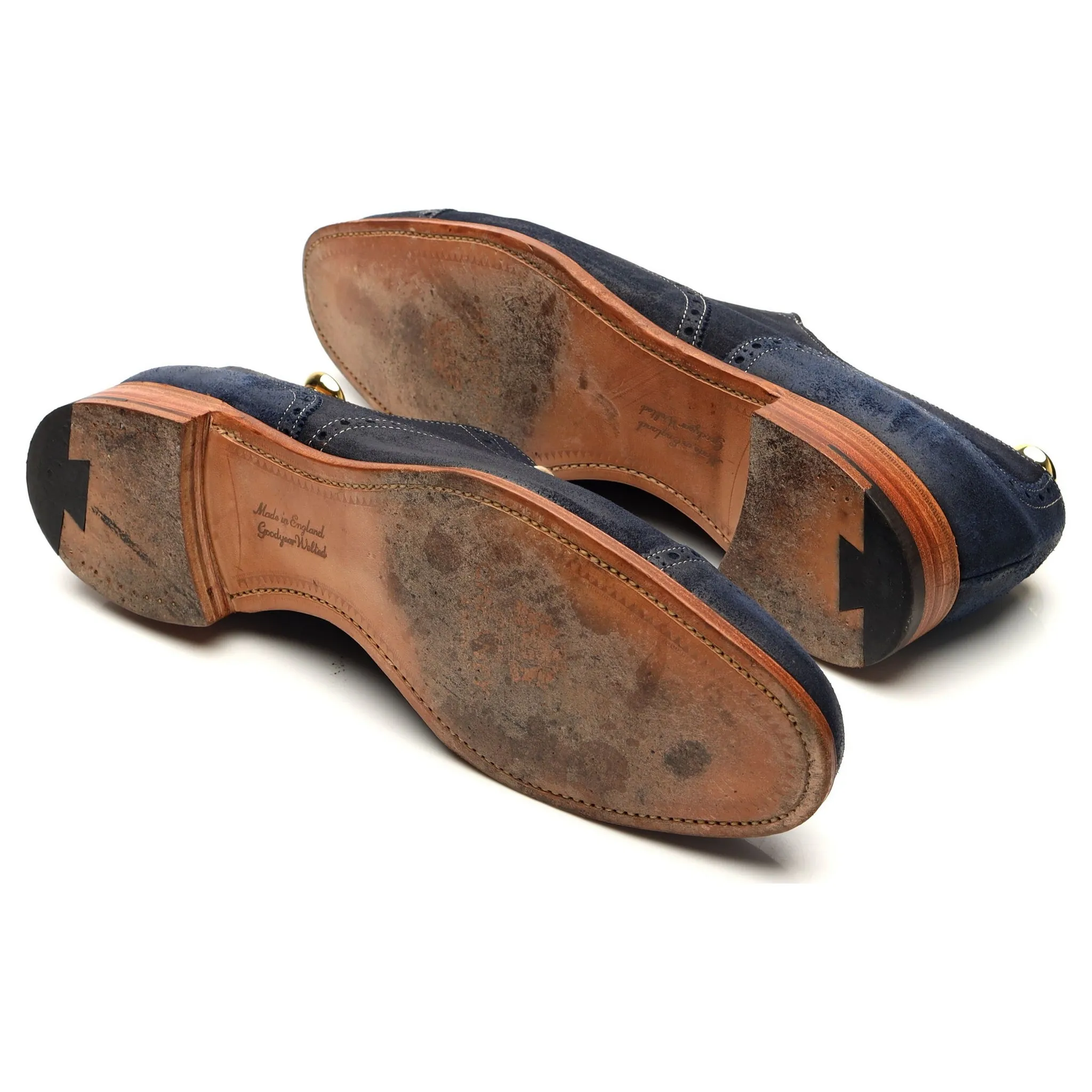 'Sidney' Navy Blue Waxed Suede Oxford Brogues UK 11.5 F