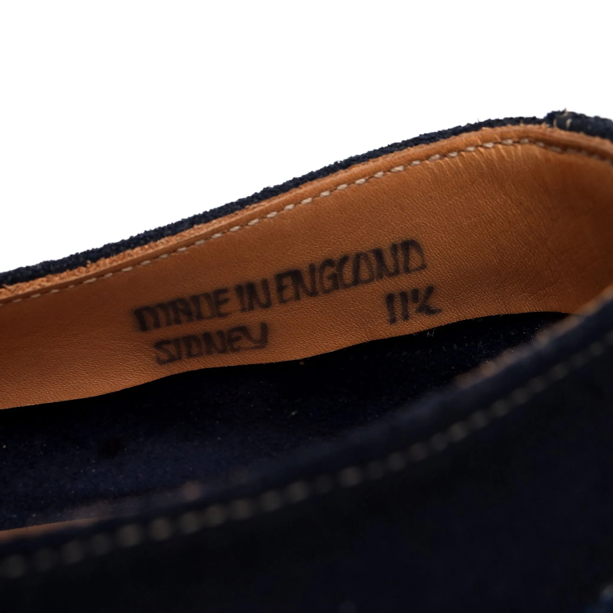'Sidney' Navy Blue Waxed Suede Oxford Brogues UK 11.5 F
