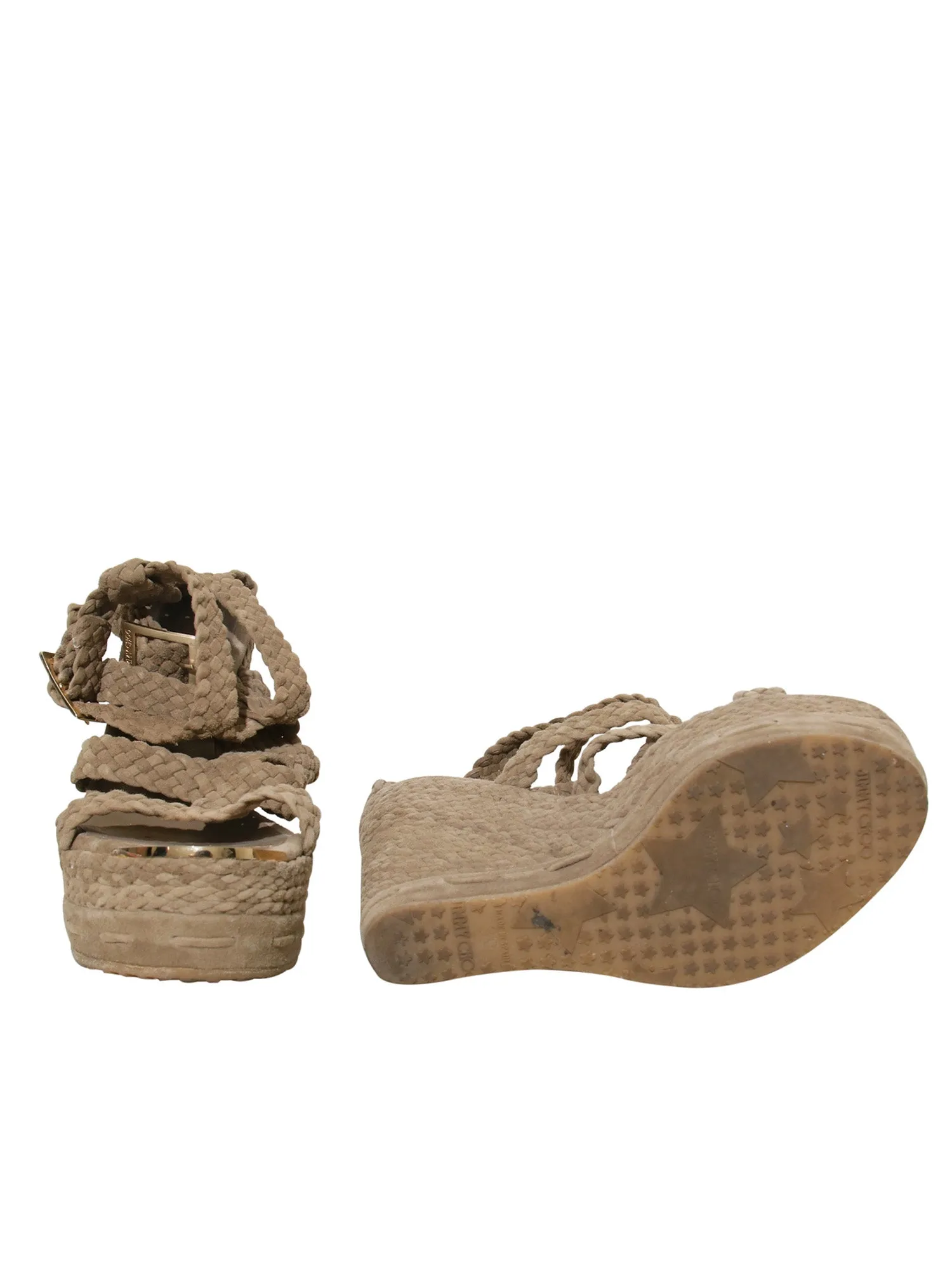 Suede Braided Wedge Sandals