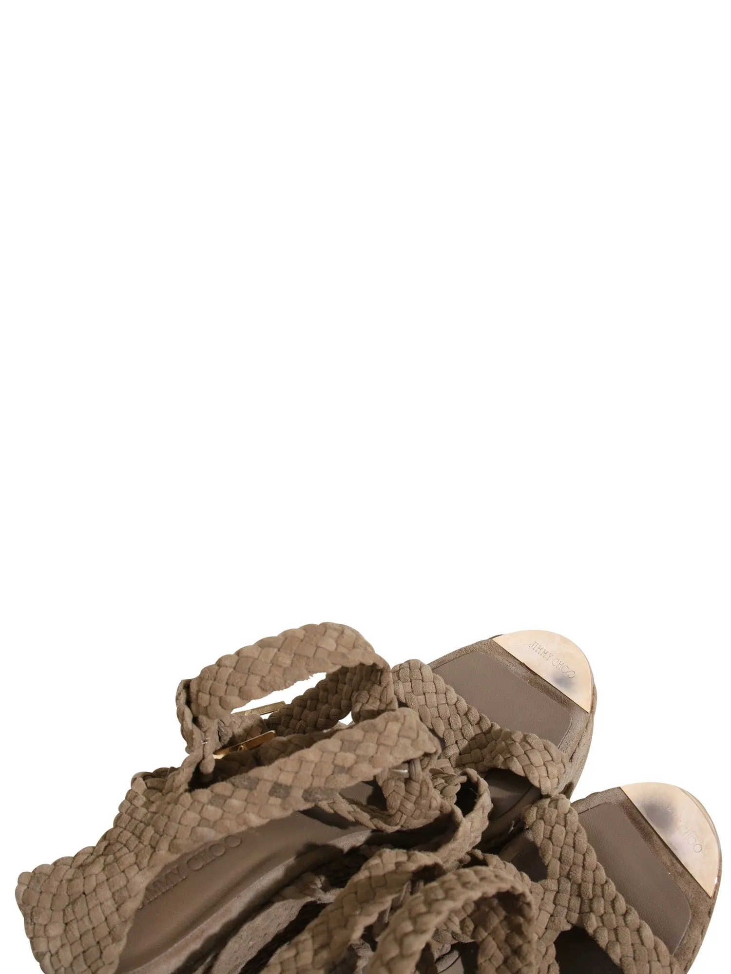 Suede Braided Wedge Sandals