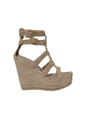 Suede Braided Wedge Sandals