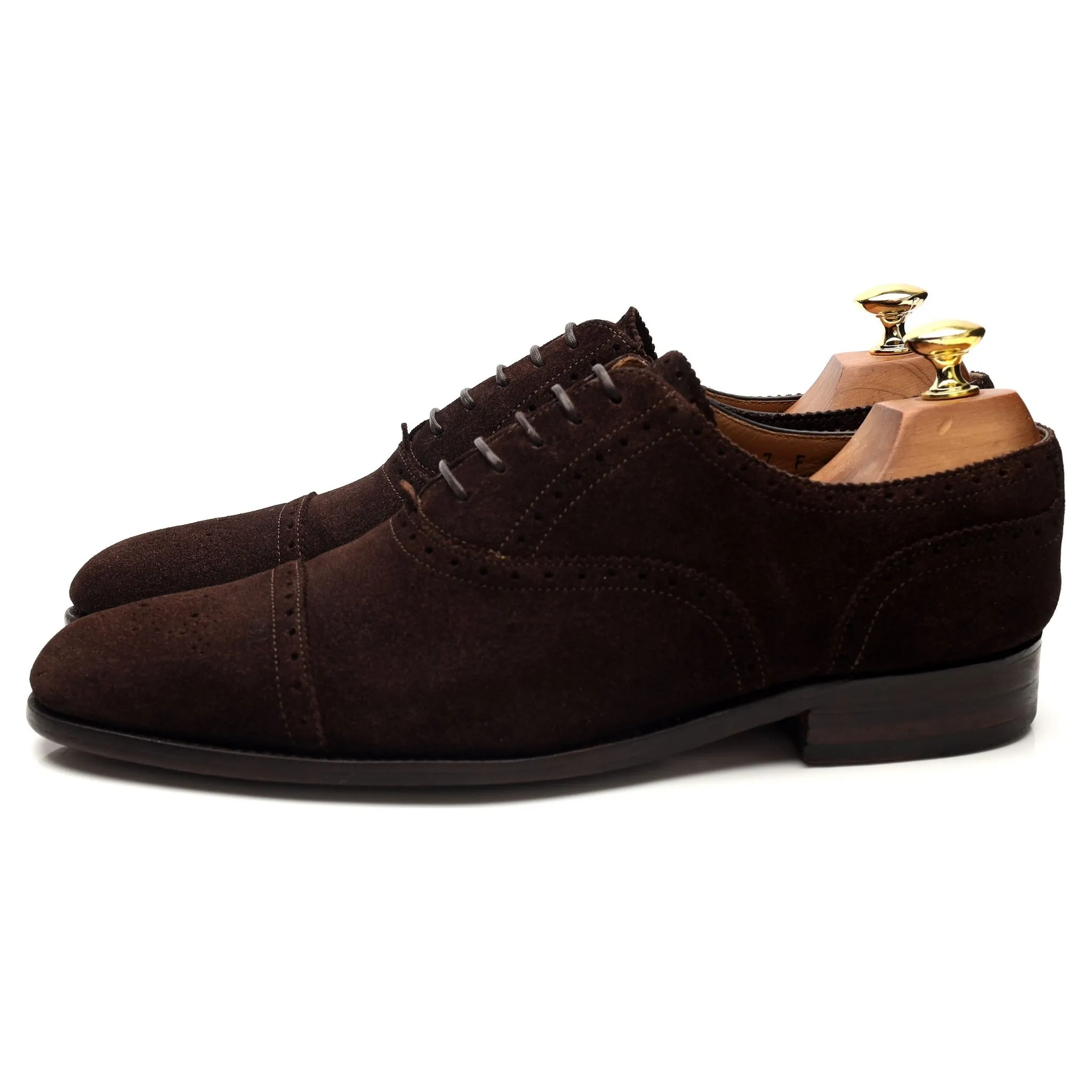 'Tom' Dark Brown Suede Oxford Semi Brogues UK 7 F
