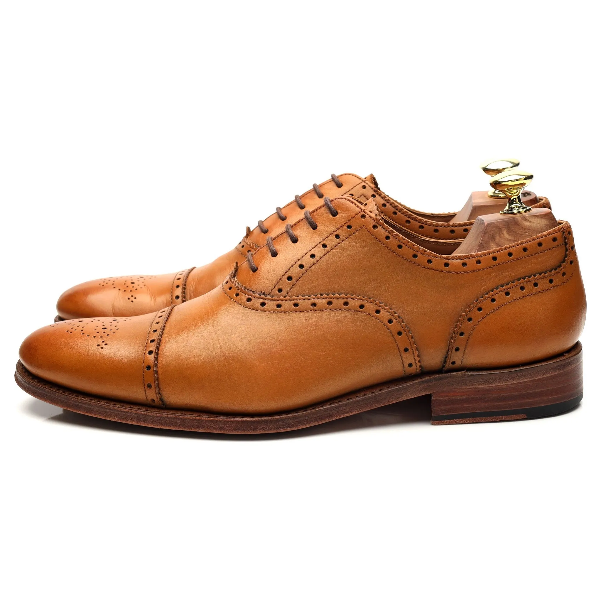 'Tom' Tan Brown Leather Oxford Semi Brogues UK 7.5 F