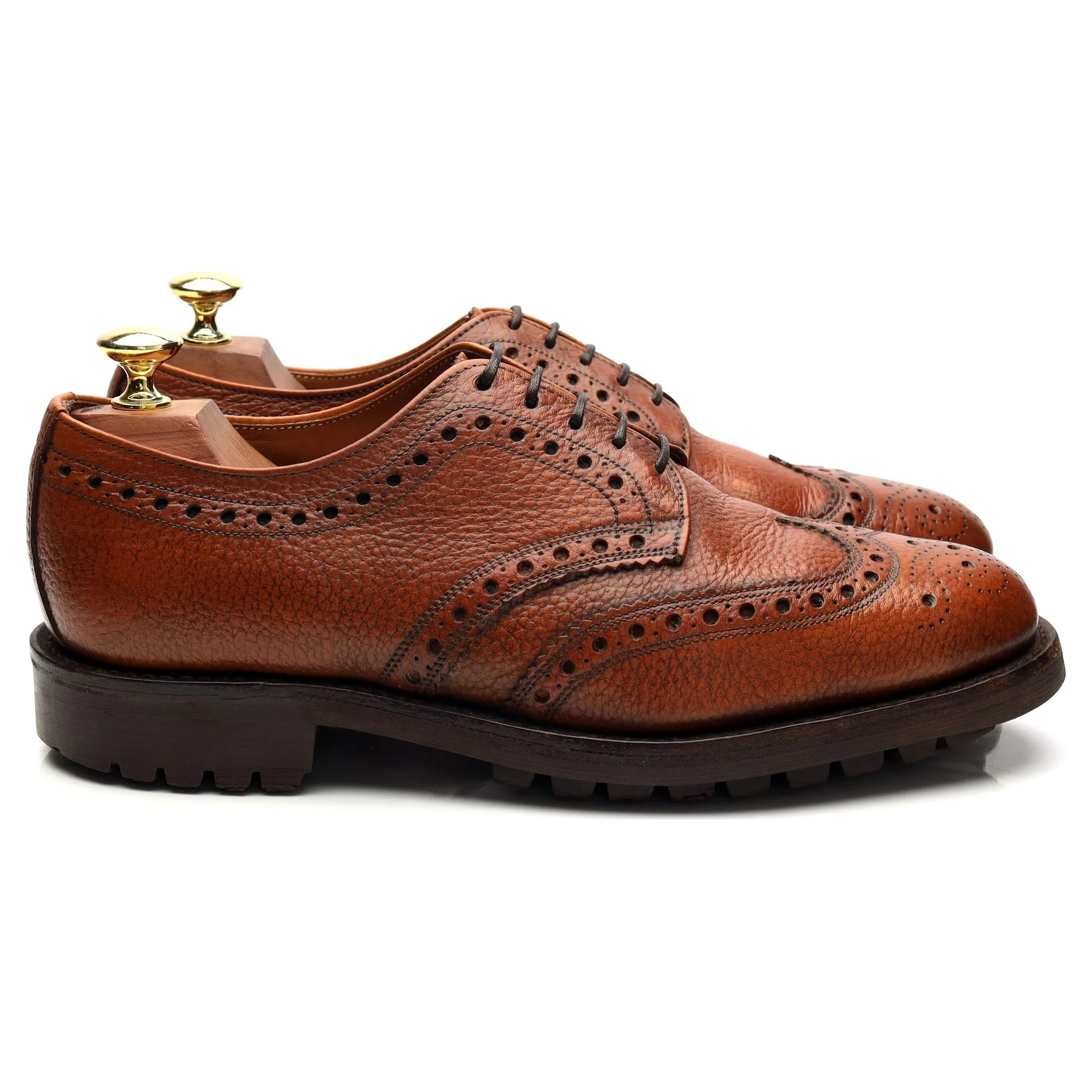 'Tweed II' Tan Brown Leather Derby Brogues UK 7 F