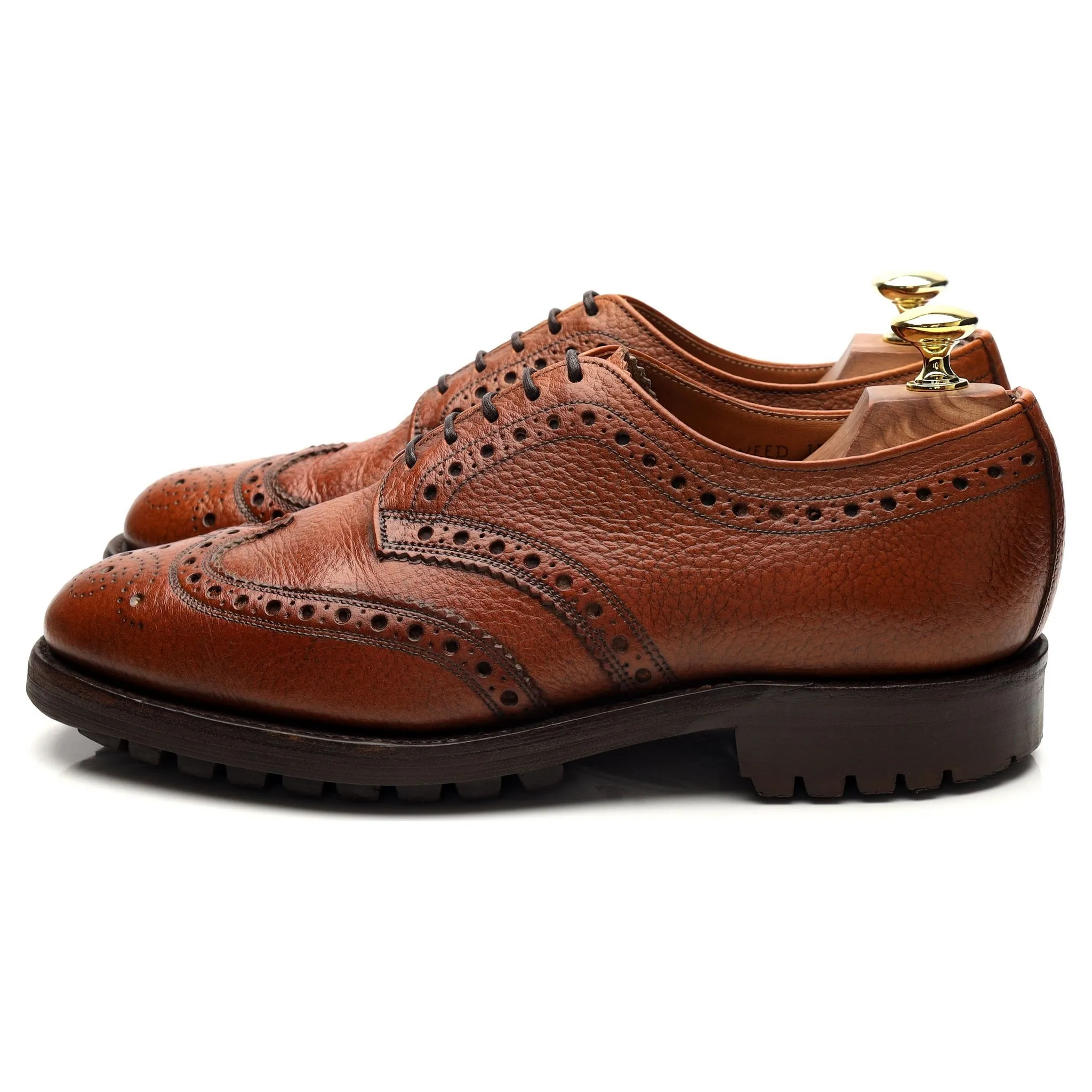 'Tweed II' Tan Brown Leather Derby Brogues UK 7 F