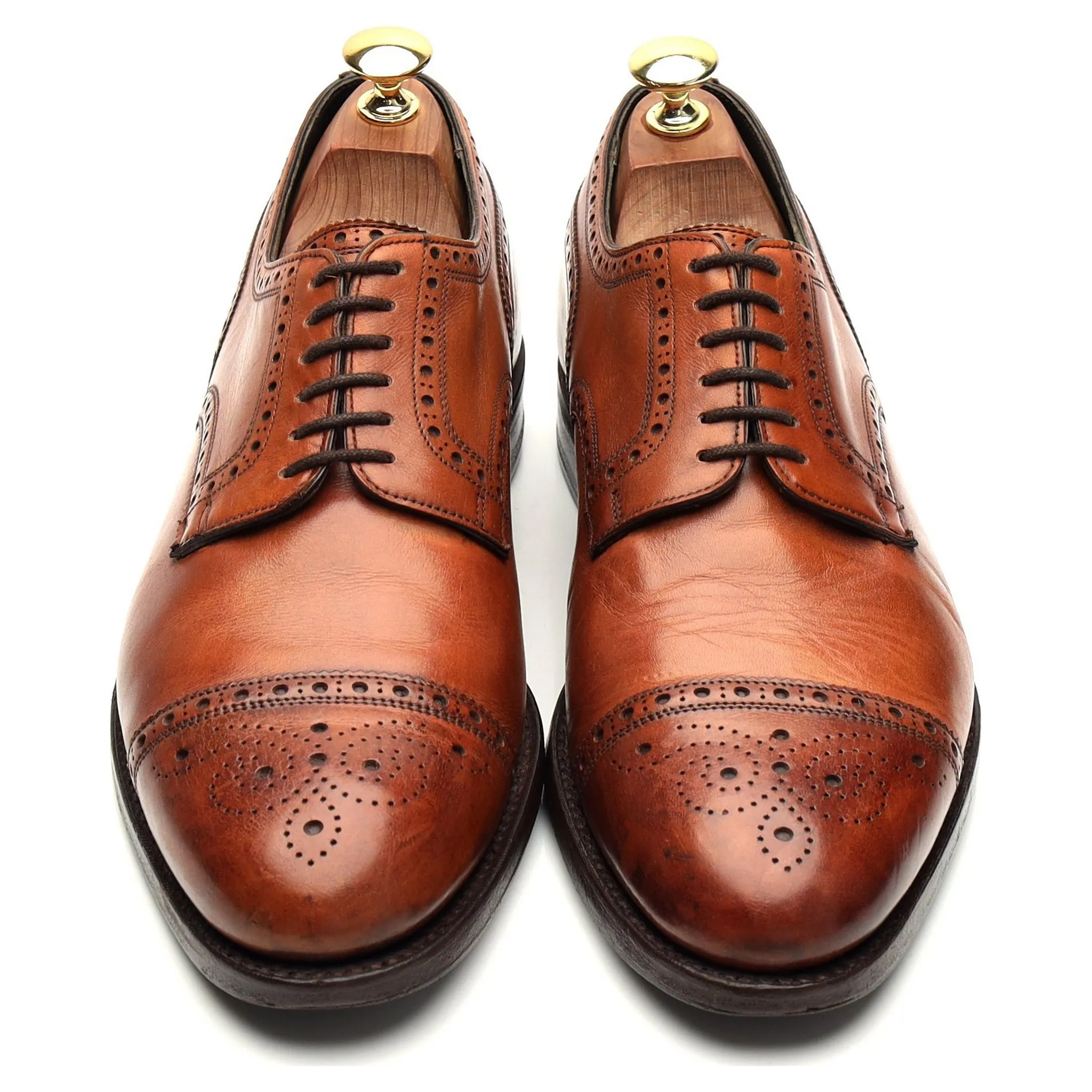 'Union II' Tan Brown Leather Derby Brogues UK 8 F