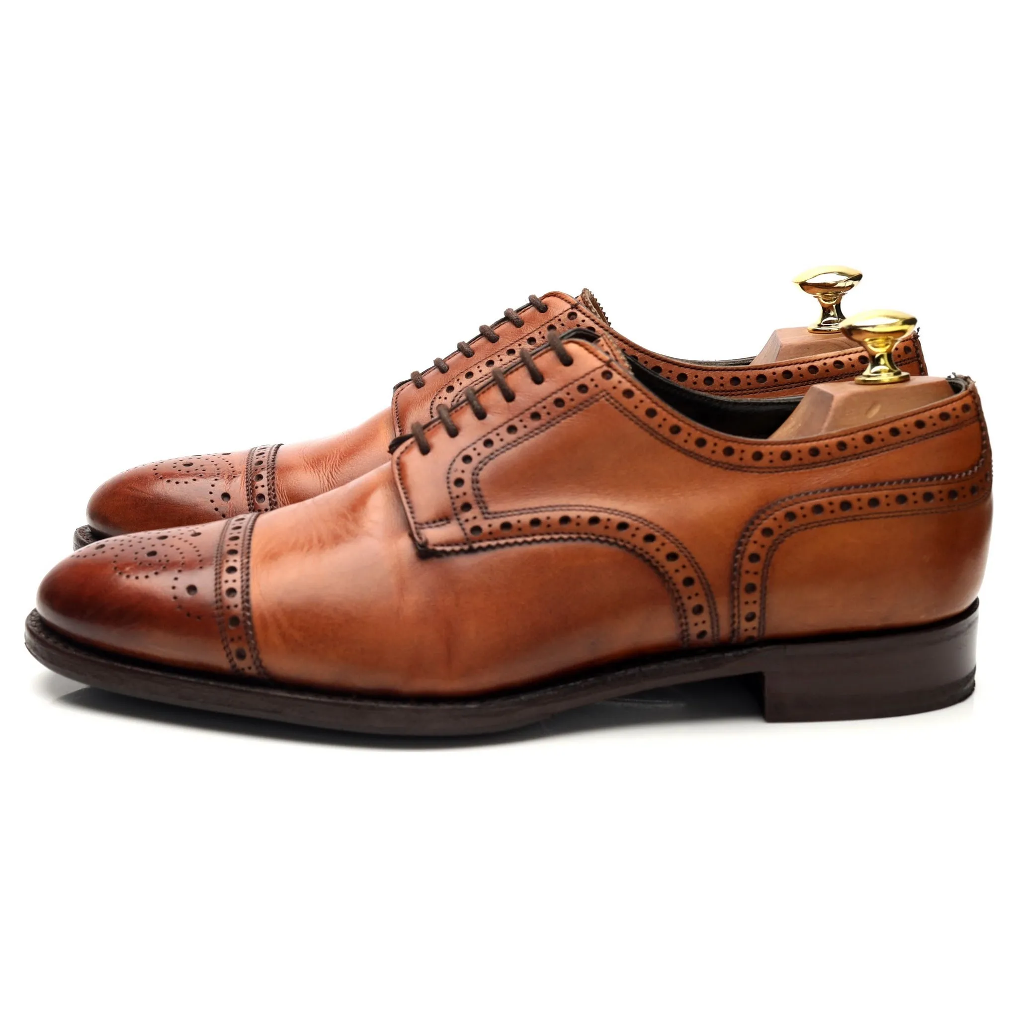 'Union II' Tan Brown Leather Derby Brogues UK 8 F